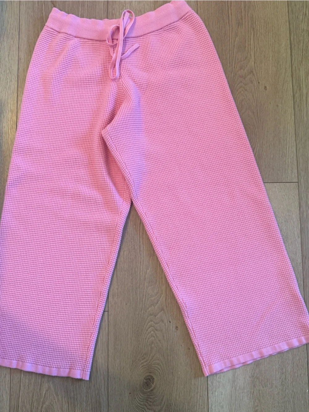 Boutique Waffle Knit Lounge Set Pink XL Top 1X Wide Leg Pants Cozy Matching